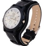 Aviator Cuff Black Leather Watch - Image 4