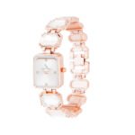 Rose Glimmer Faceted Link Women's Watch